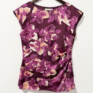 Banana Republic Floral Blouse  Womens Size 4 Purple Office Work Business Casual